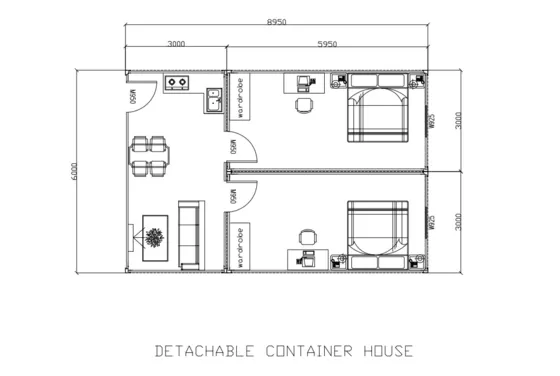 BOX SPACE Modular Steel Structure Frame Container House 3 Bedroom With Kitchen And Living Room