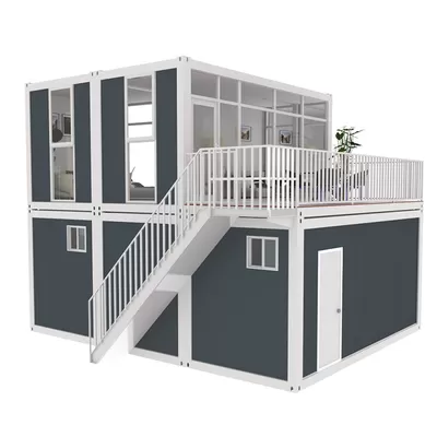 BOX SPACE 2 Storey 40ft Shipping Container Home With Garage Luxury Modular Shipping Container House 2 Bed Design